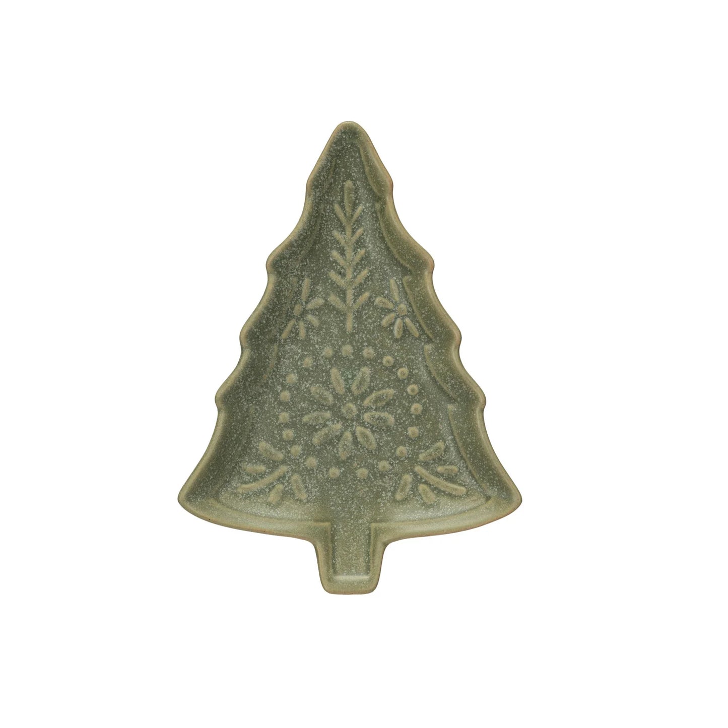 Green Stoneware Tree Shaped Plate