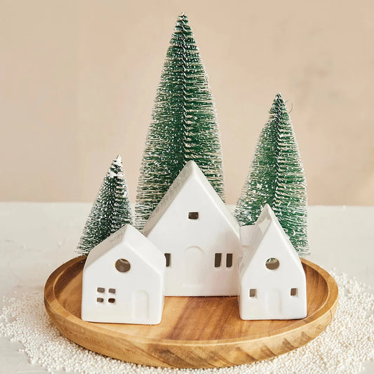 House & Bottle Brush with Led Light Set