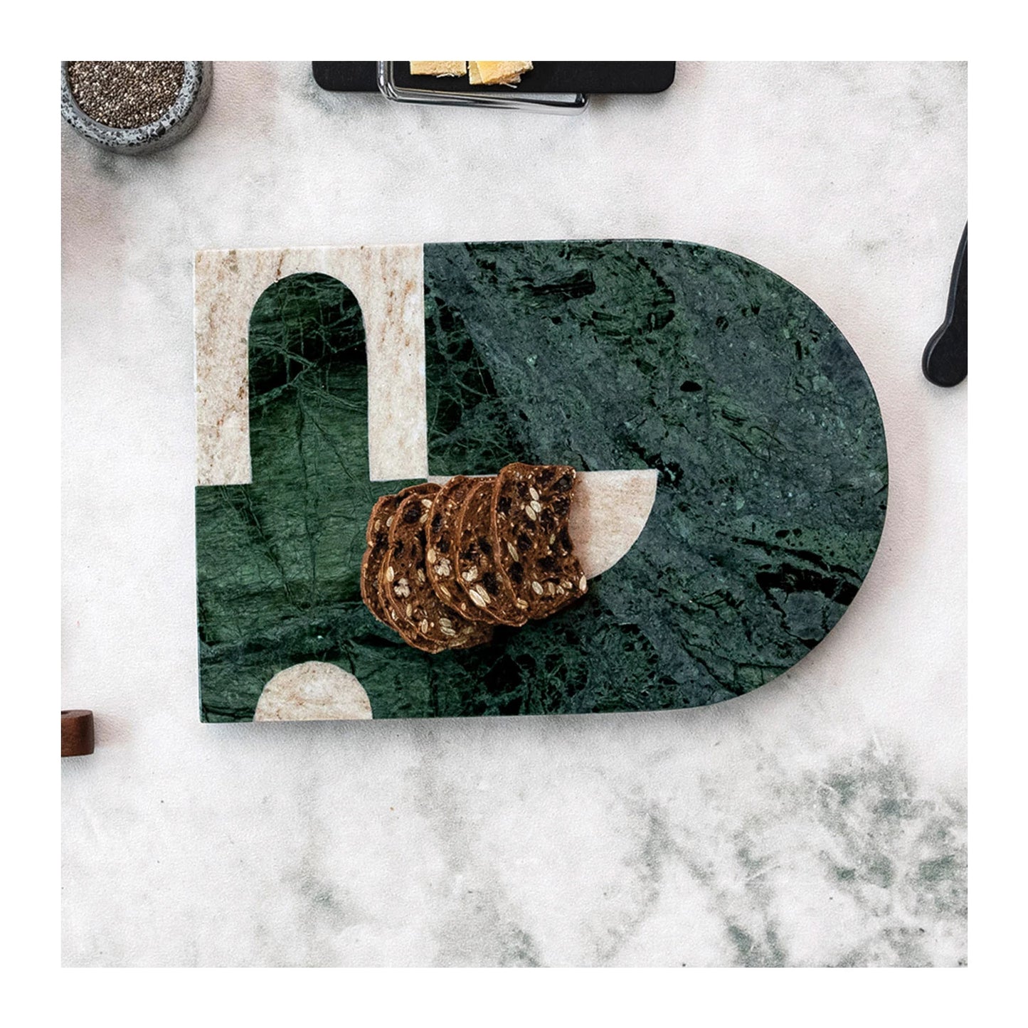 Arched Green Marble Abstract Cheese Board