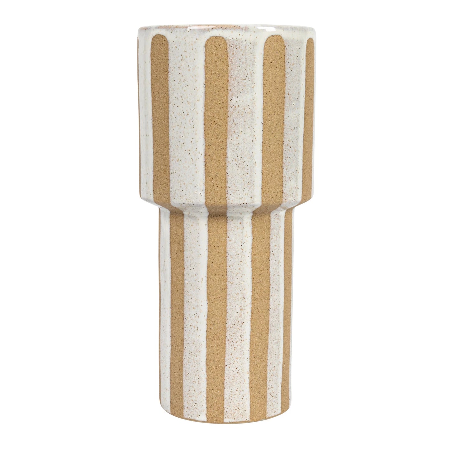 Stoneware Vase w/ Wax Relief Stripes