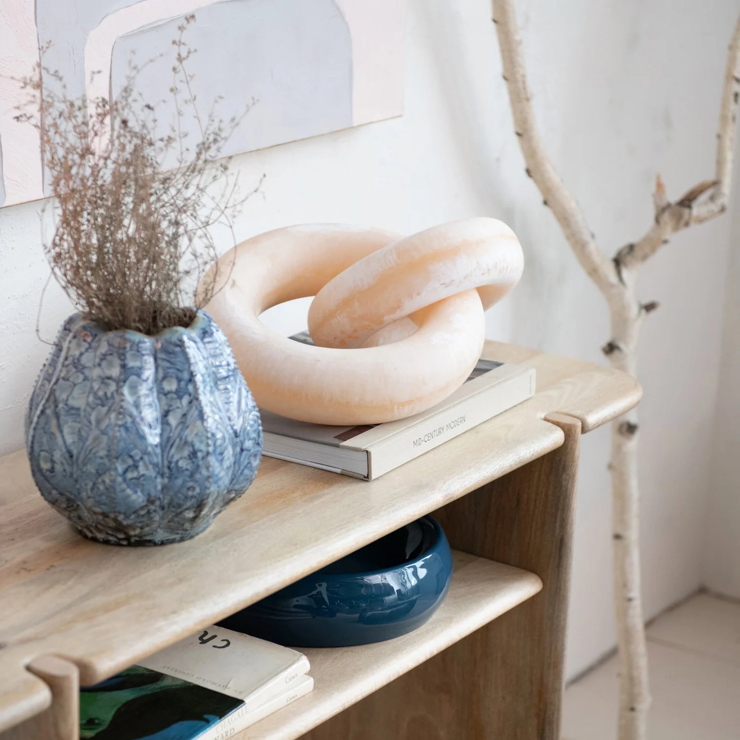 Marine Blue Embossed Pot/Vase