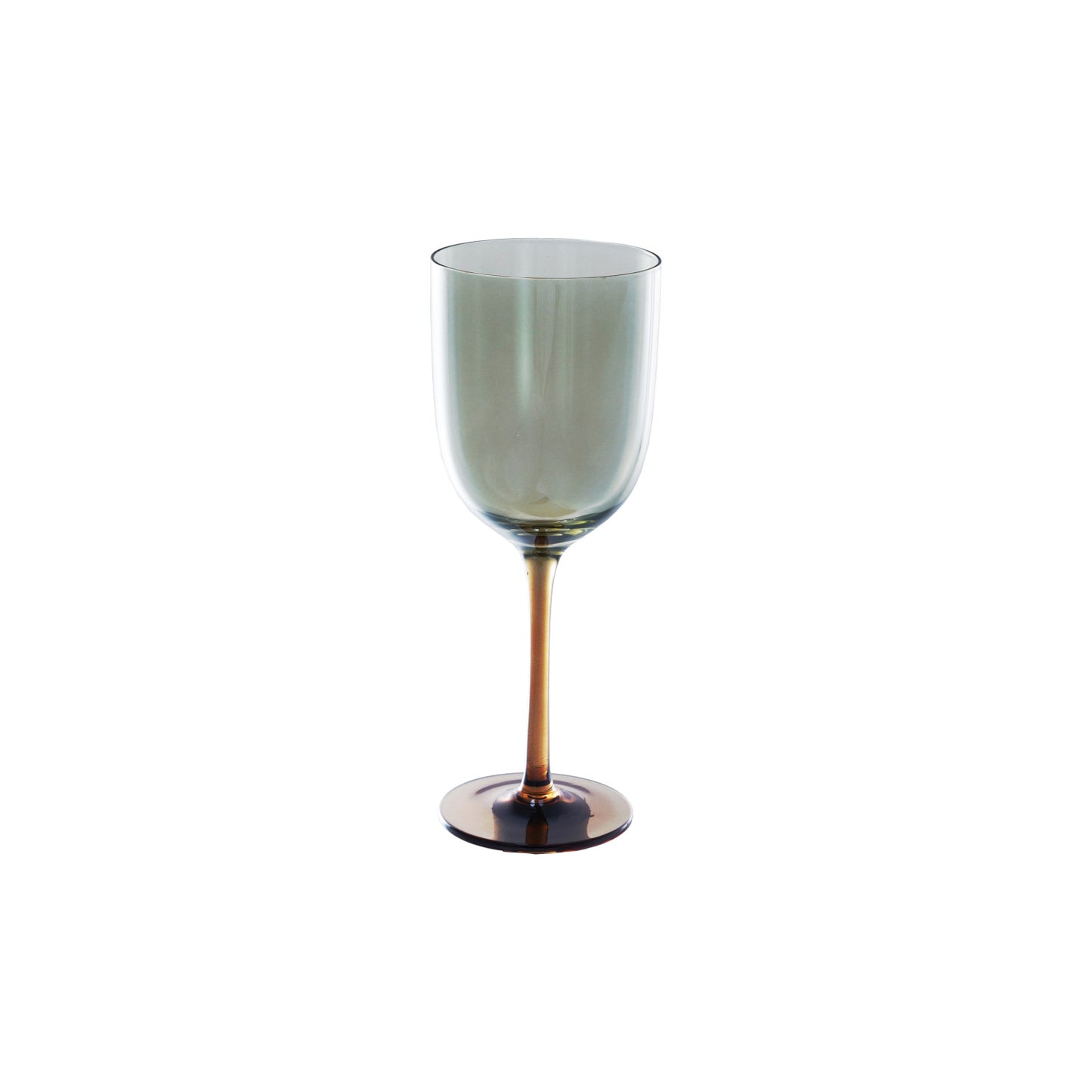 Iridescent Amber & Green Stemmed Wine Glass