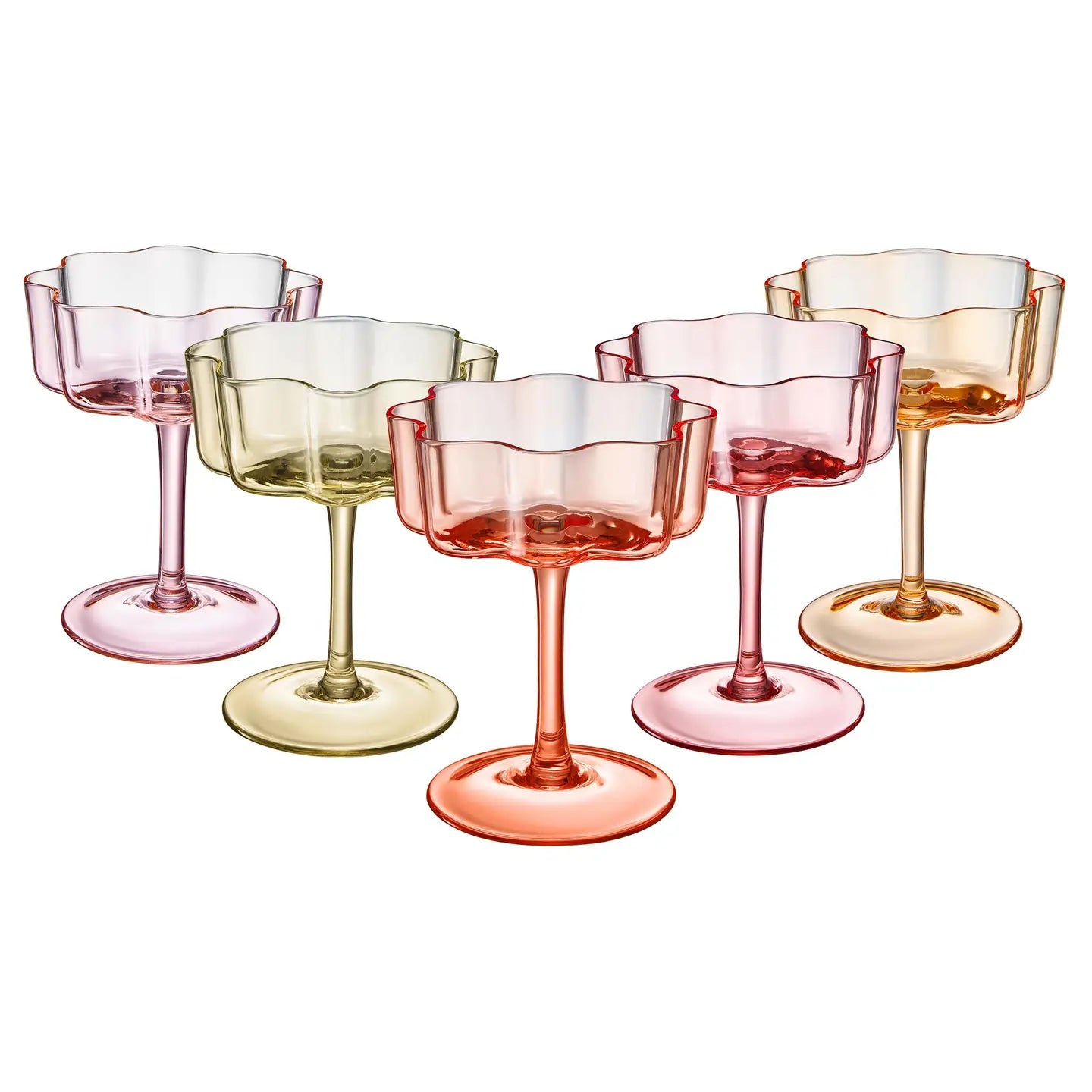 Flower Wave Coupe Cocktail Glasses | Set of 5