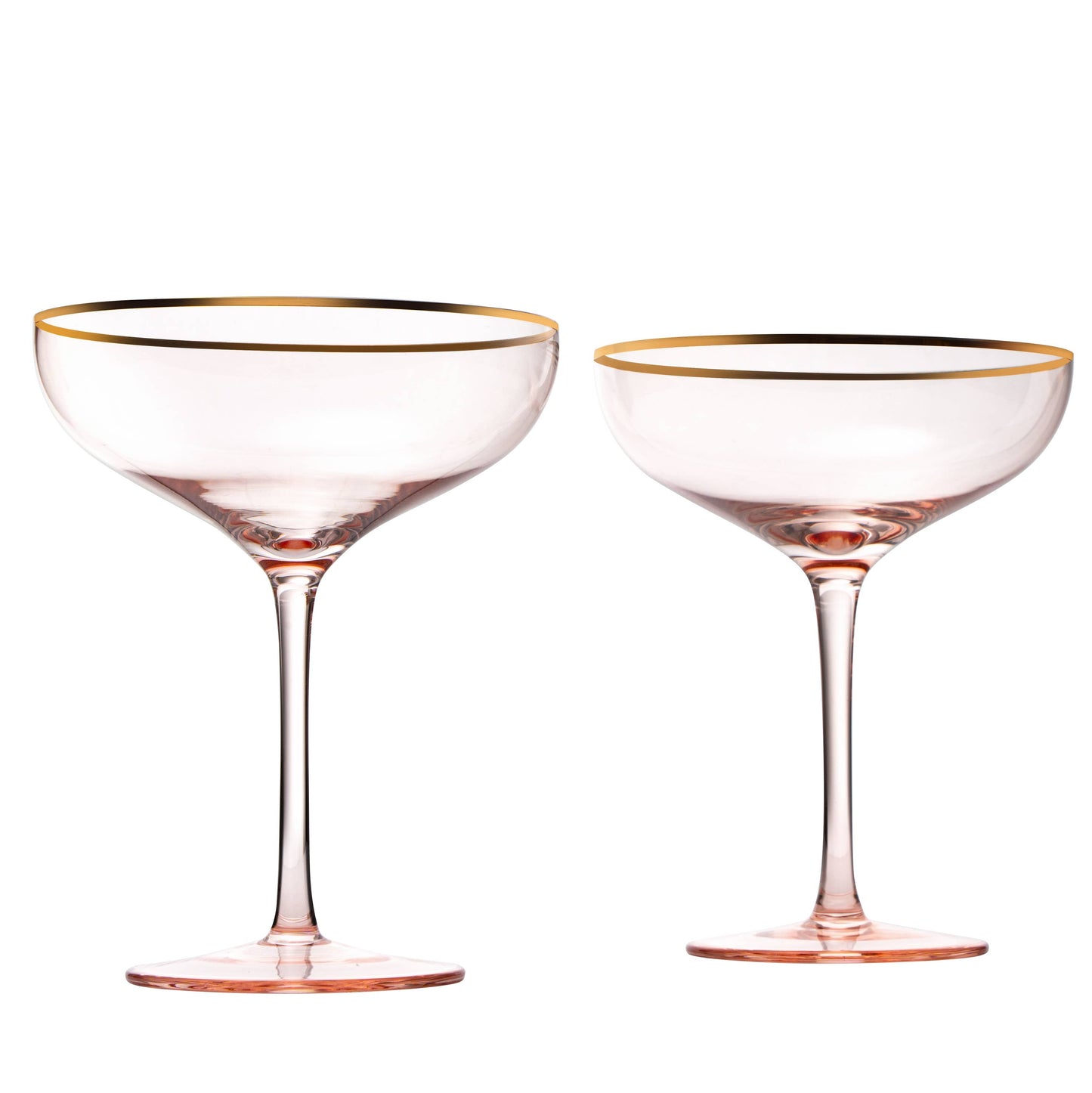 Gorgeous Gilded Pink Rim Coupe | Set of 2