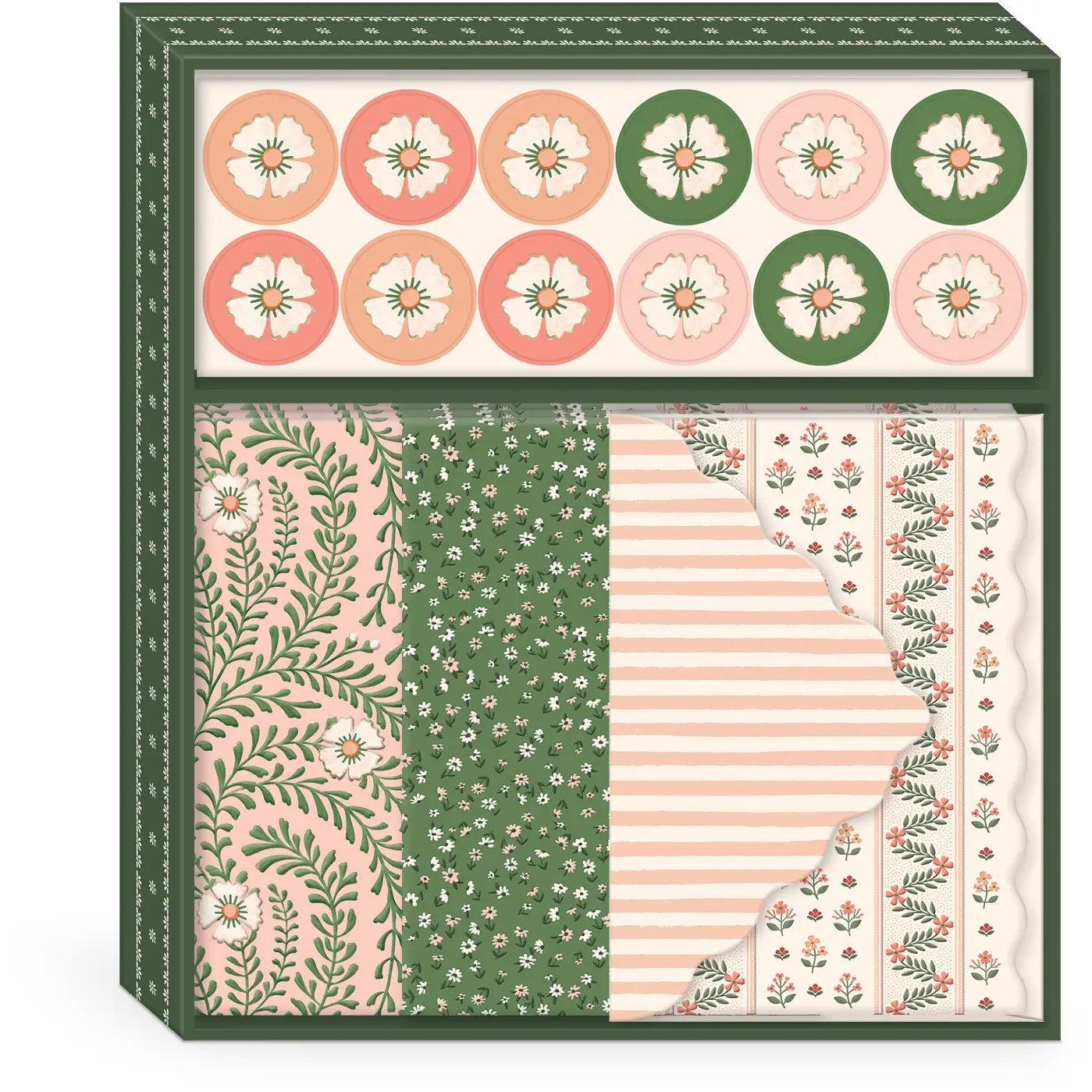 Pink & Green Floral Stationery Set