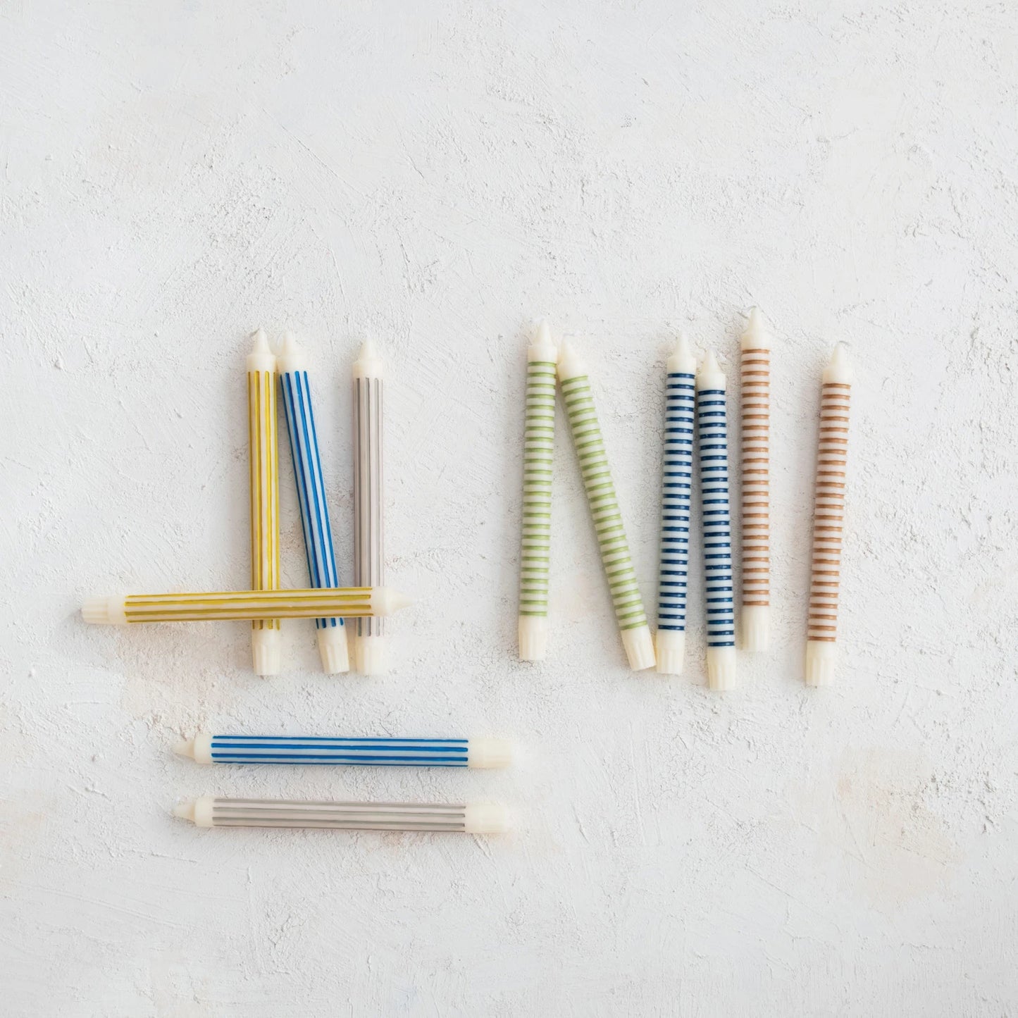 Unscented Striped Taper Candles in Box