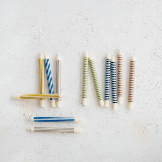 Unscented Striped Taper Candles in Box