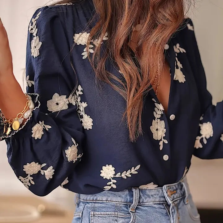 Boho Floral Ruffled Blouse
