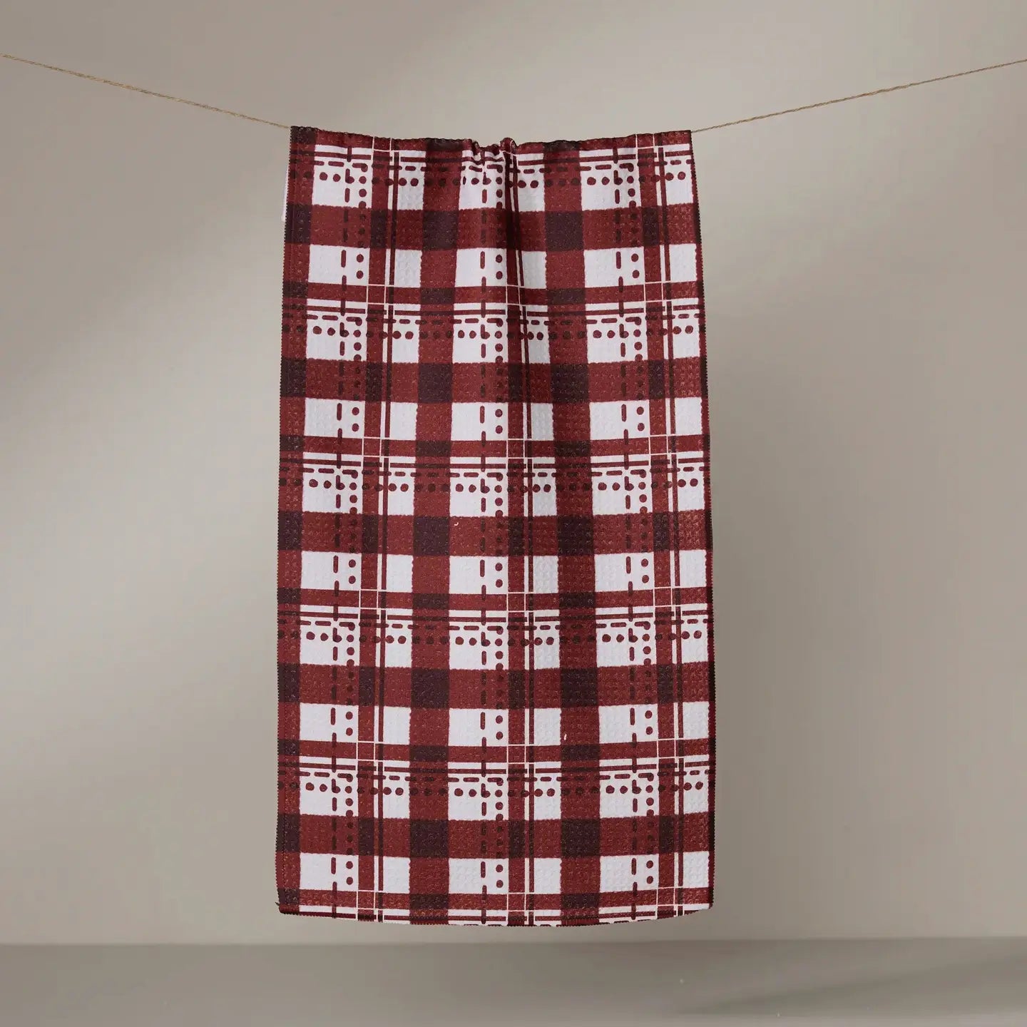 Cranberry Plaid Bar Towel