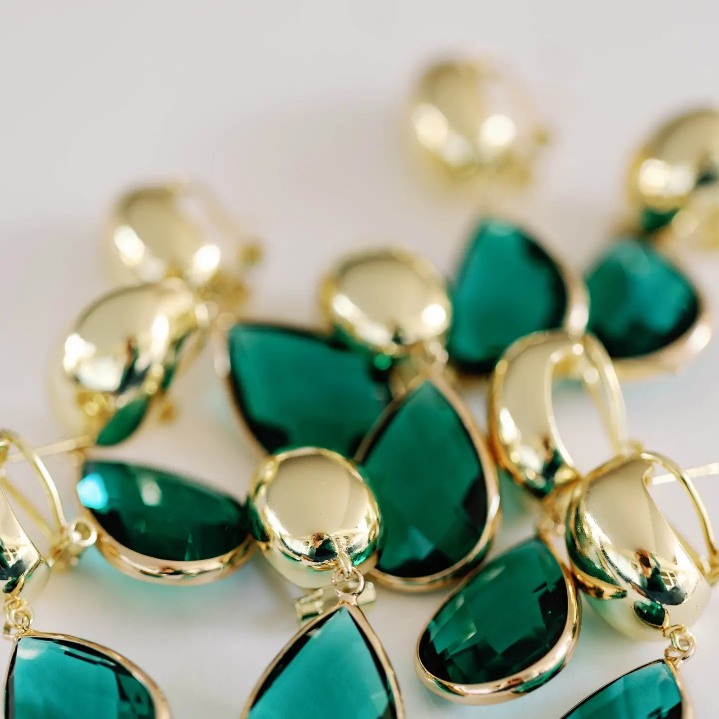 Vintage Chunky Gold & Green Drop Earrings