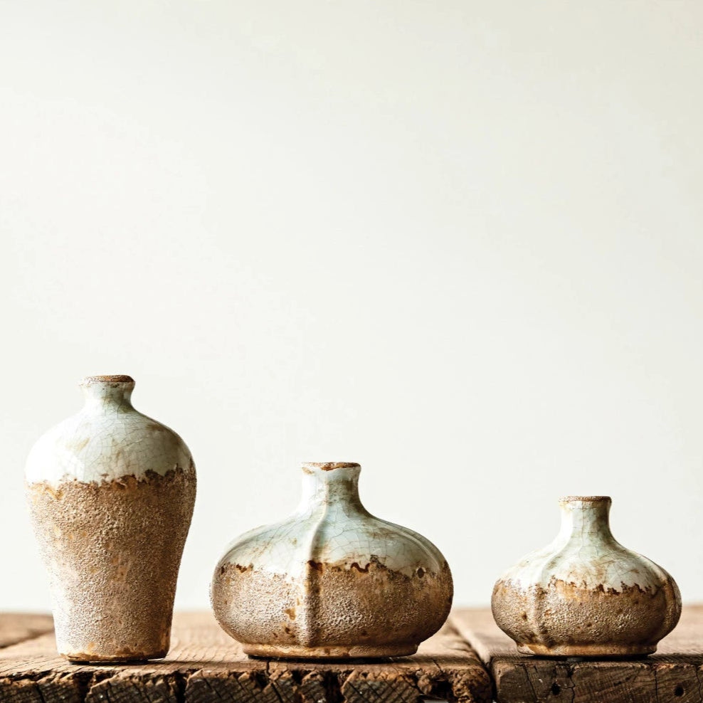 Distressed Aqua Bud Vase