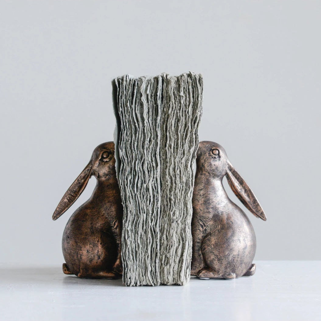 Bronze Bunny Bookends