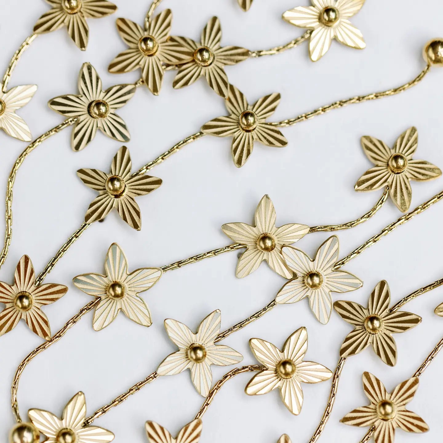 Gold Flower Duster Drop Earrings