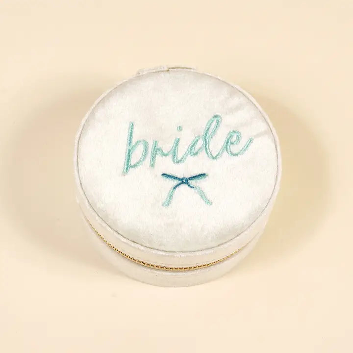 Round Velvet Jewelry Case - Bride
