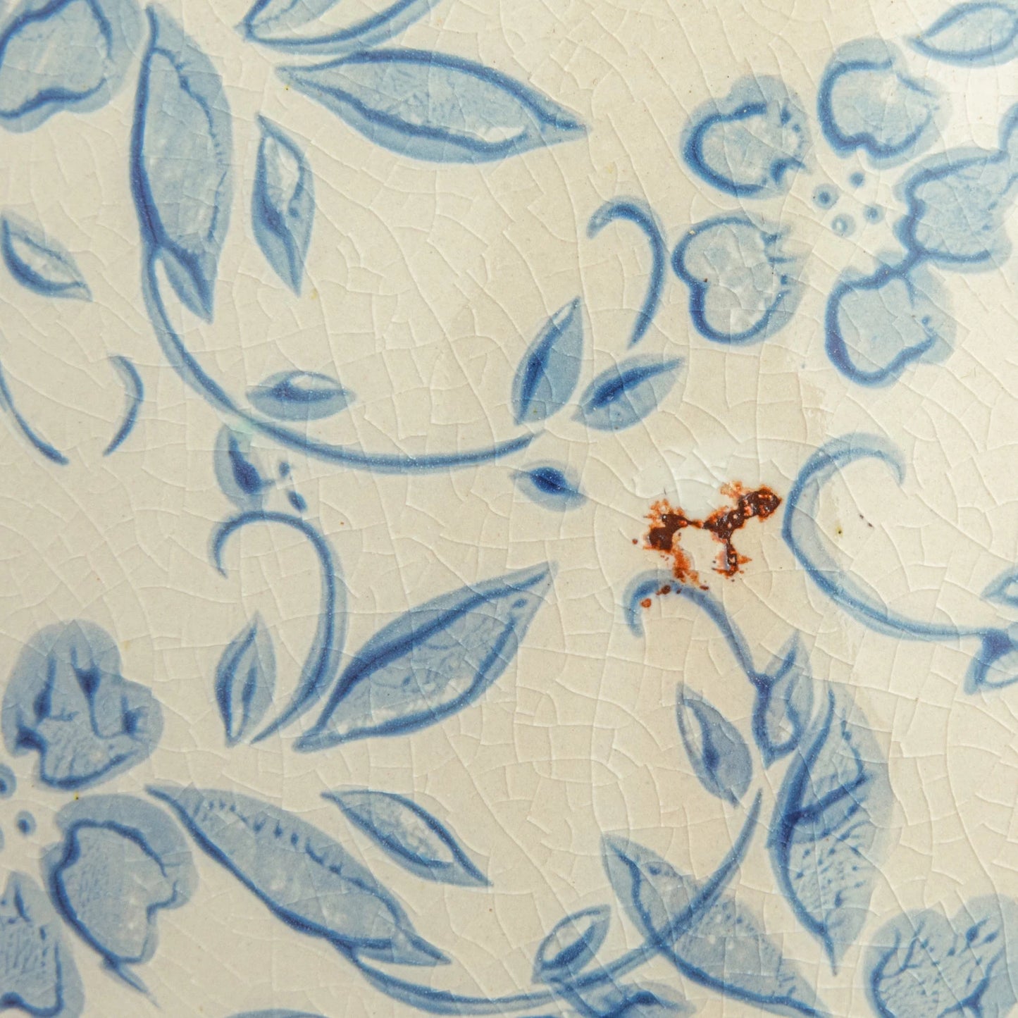 Rustic Floral Transferware Terracotta Vase