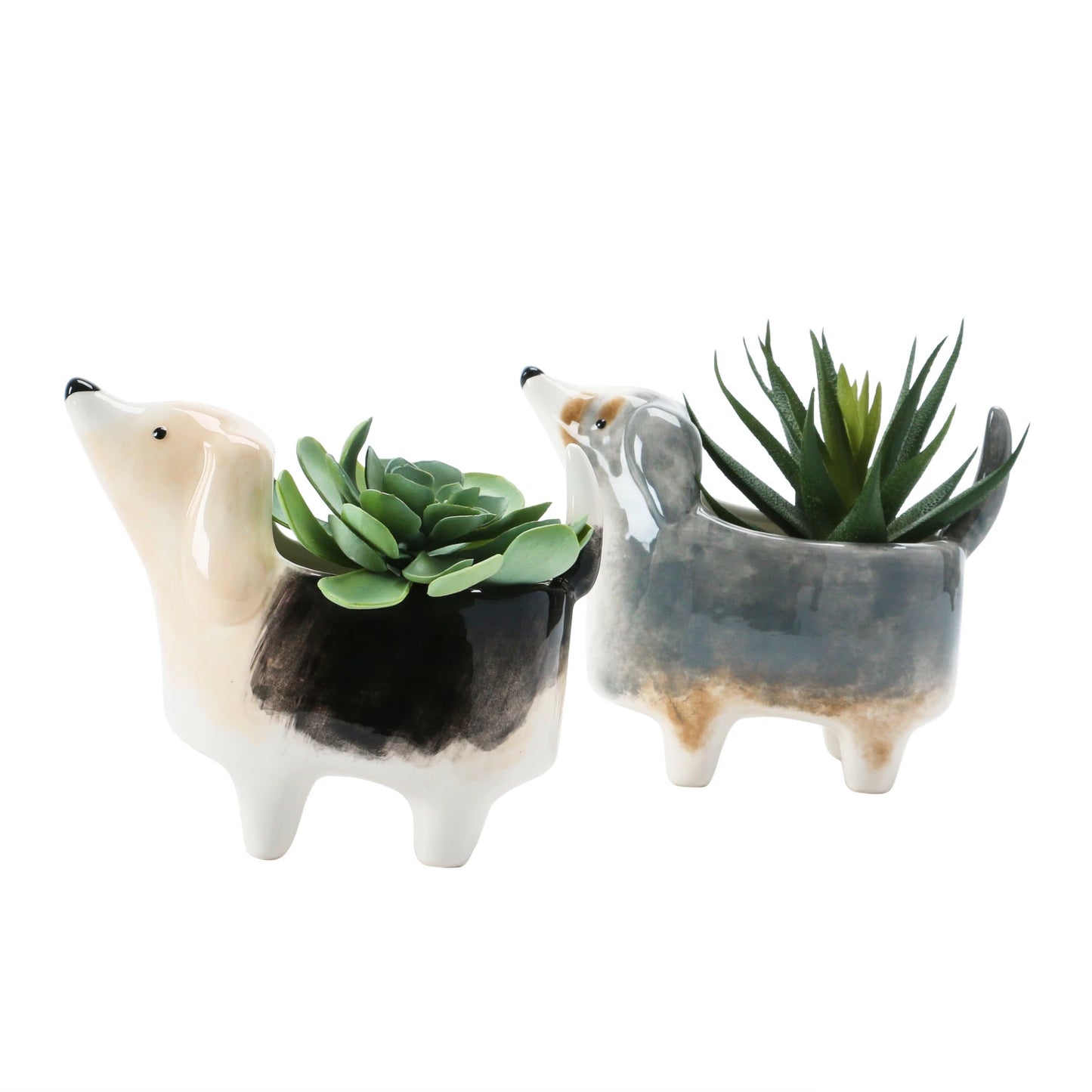 Small Ceramic Dog Planters