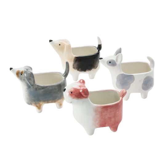 Small Ceramic Dog Planters