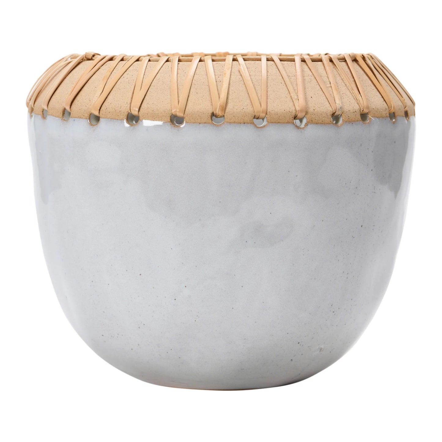 Abode Stoneware Planter with Rattan Stitching