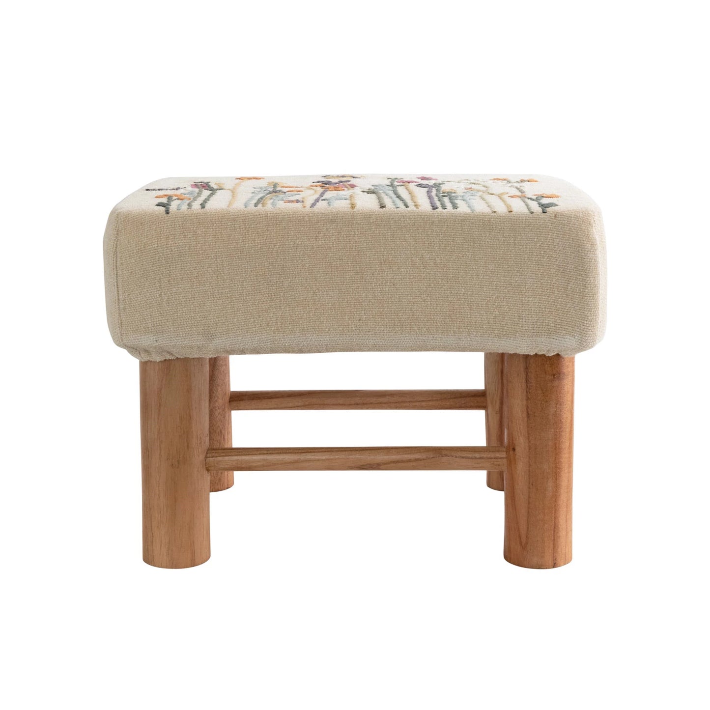 Floral Garden Floral Upholstered Stool Side View