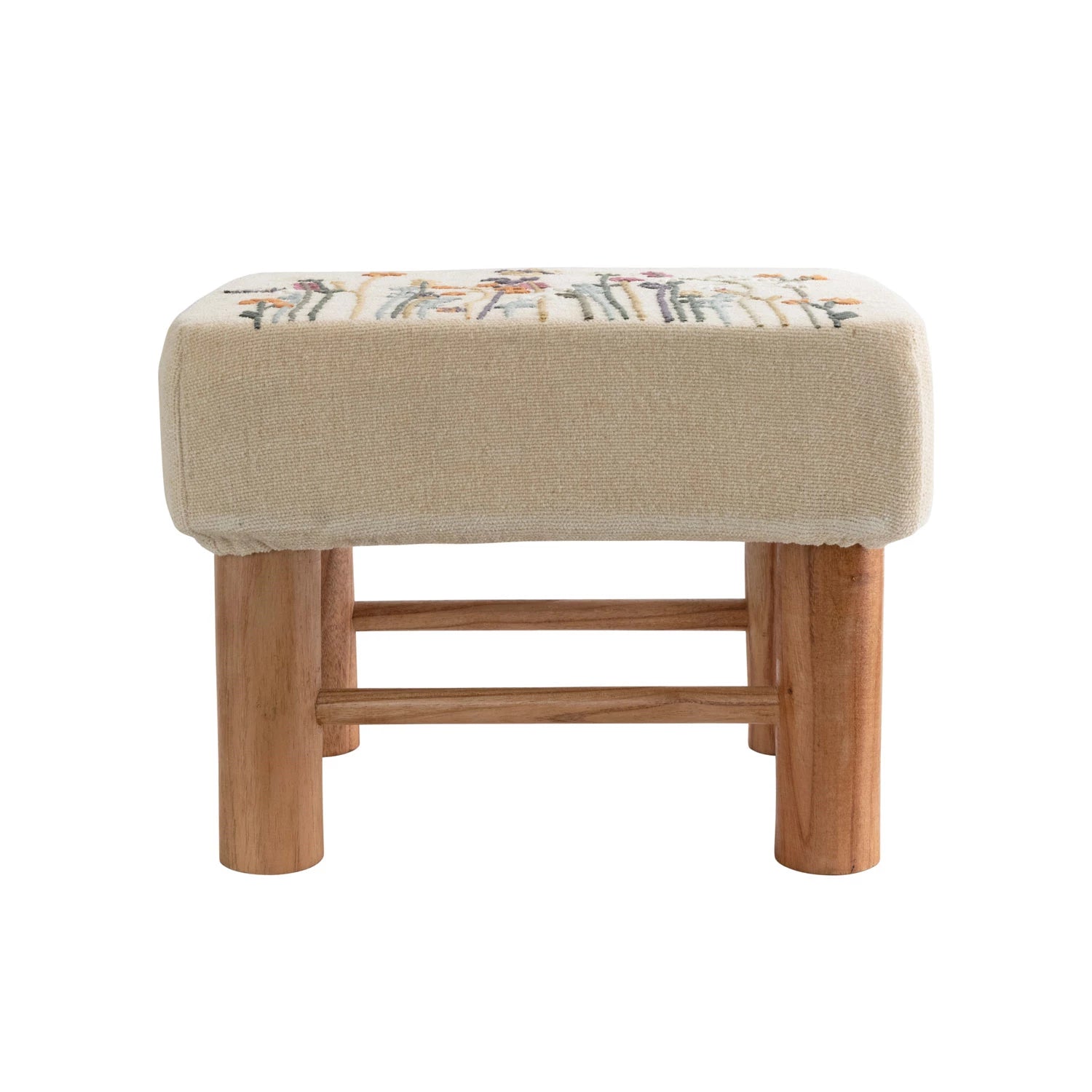 Floral Garden Floral Upholstered Stool Side View