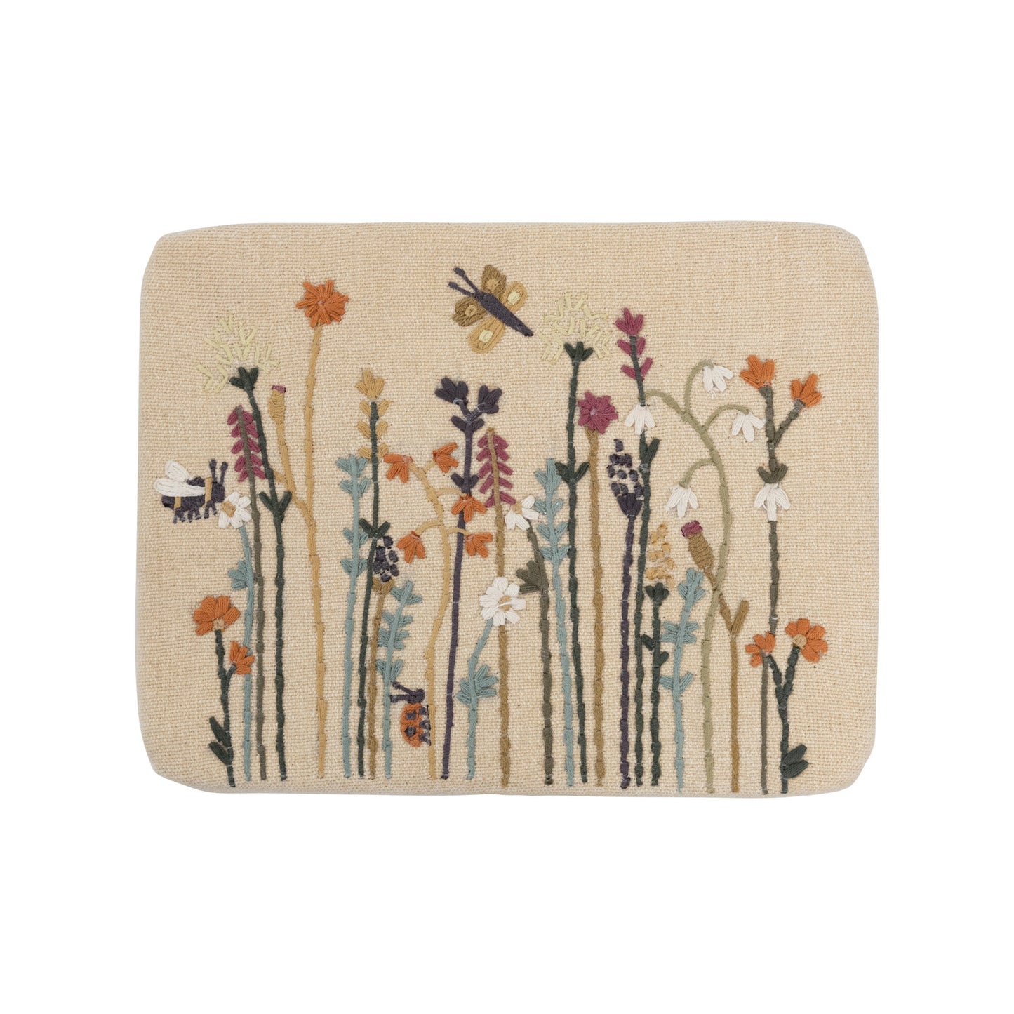 Floral Garden Floral Upholstered Stool Top View
