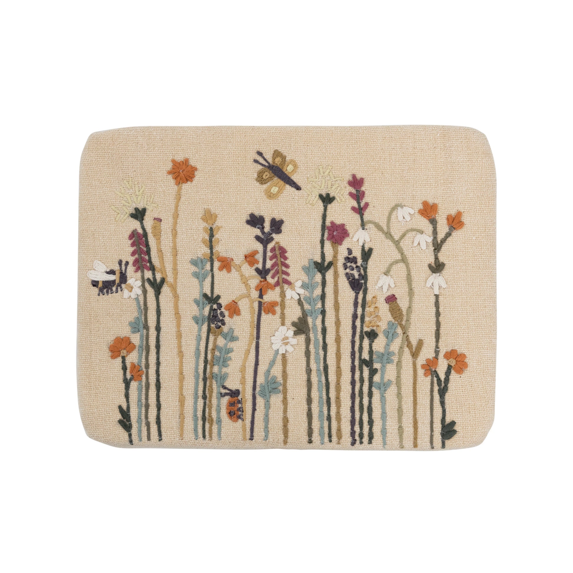 Floral Garden Floral Upholstered Stool Top View