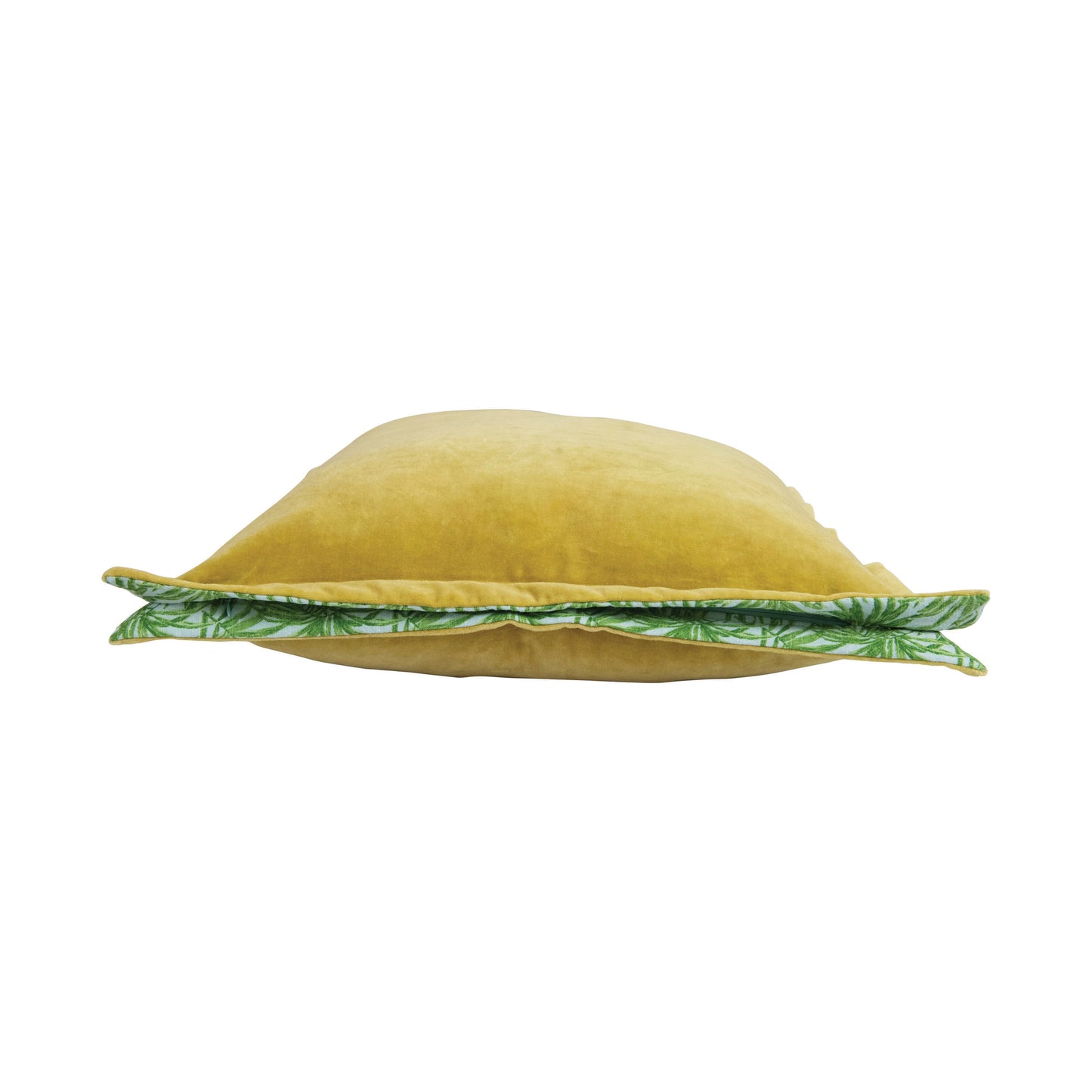 Chartreuse Velvet Pillow with Palm Print