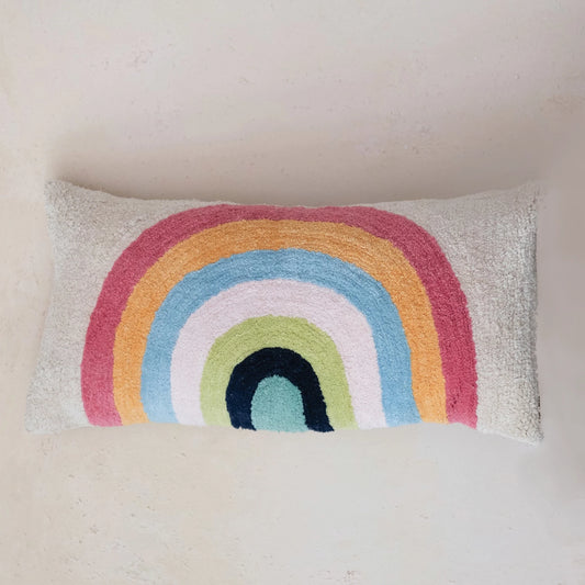 Bright Rainbow Tufted Lumbar Pillow