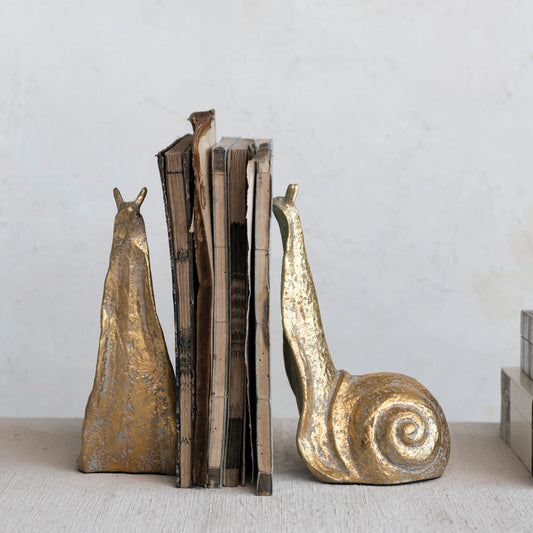 Golden Snails Cast Iron Bookend Set