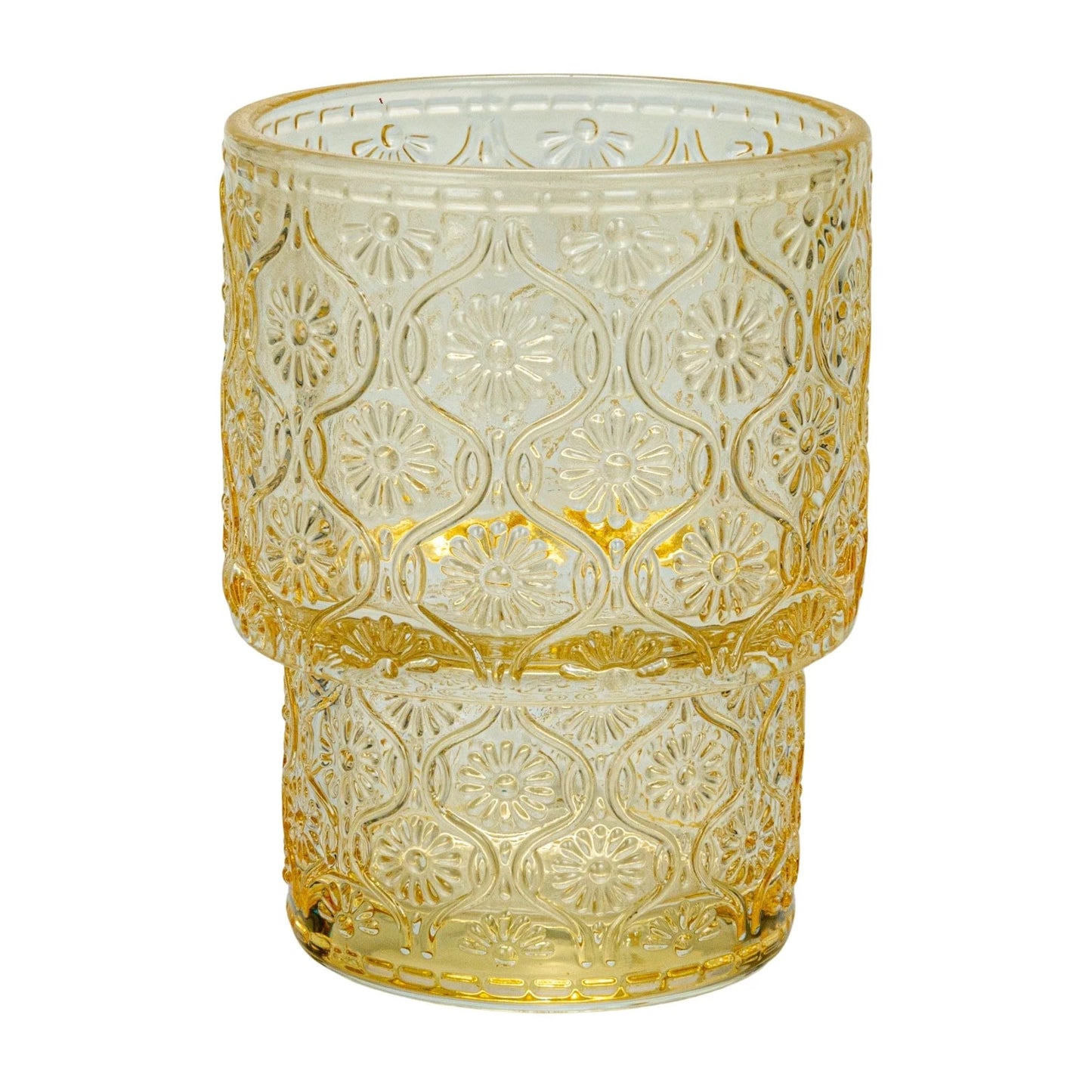 Garden Embossed Tealight Votives & Vase with Wood Tray