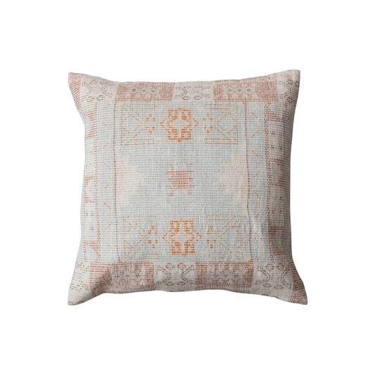 Distressed Abode Print Square Pillow
