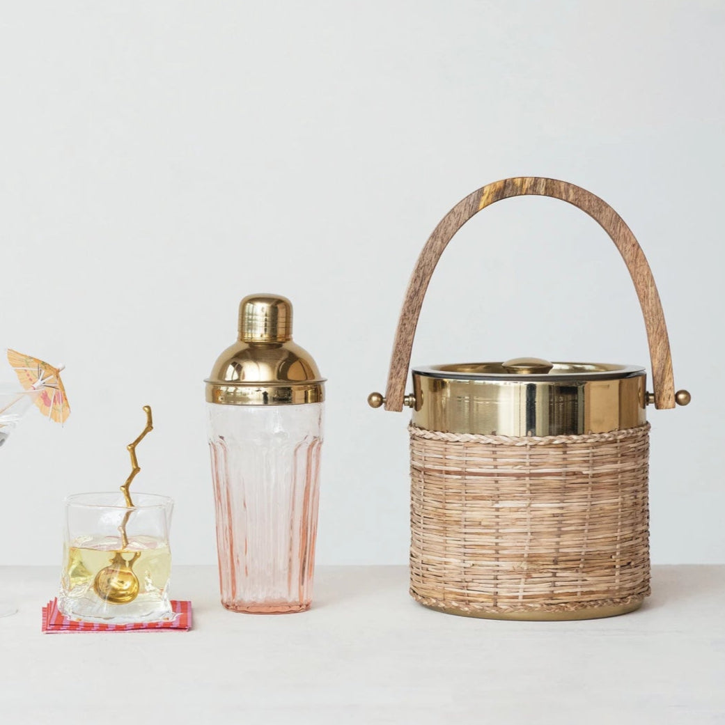 Woven Rattan Ice Bucket