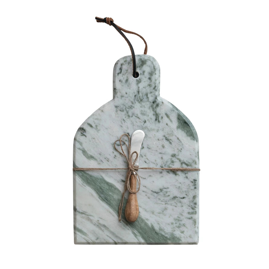 Green Melange Marble Board w/ Canape Knife