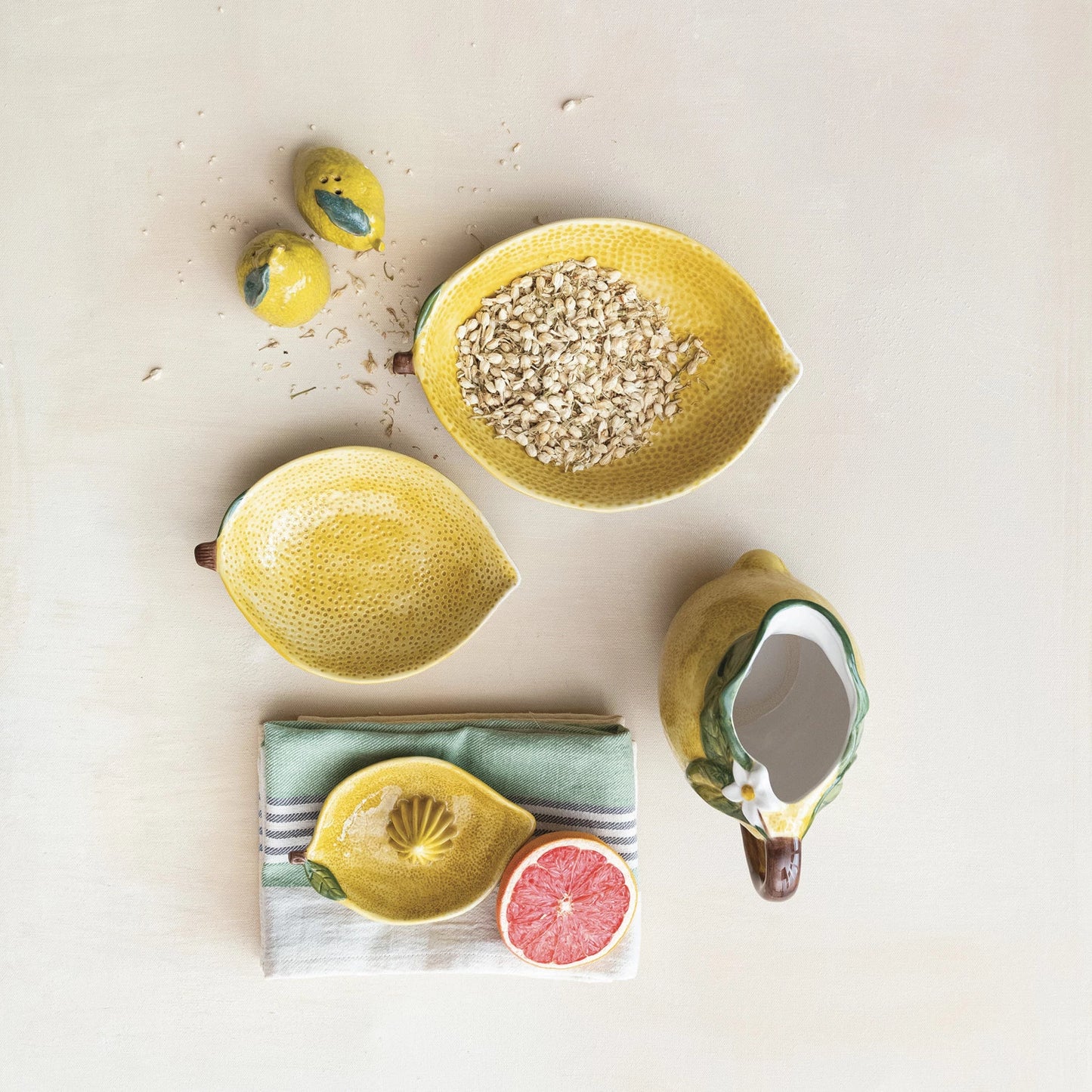 Hand-Painted Lemon Shaped Bowl Set