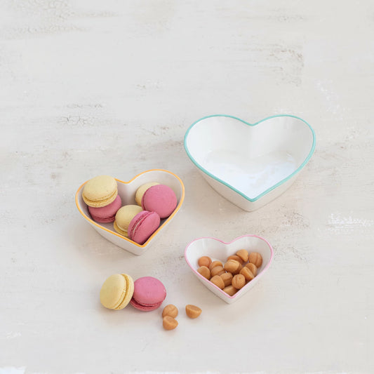 Colored Edge Heart Shaped Bowl Set
