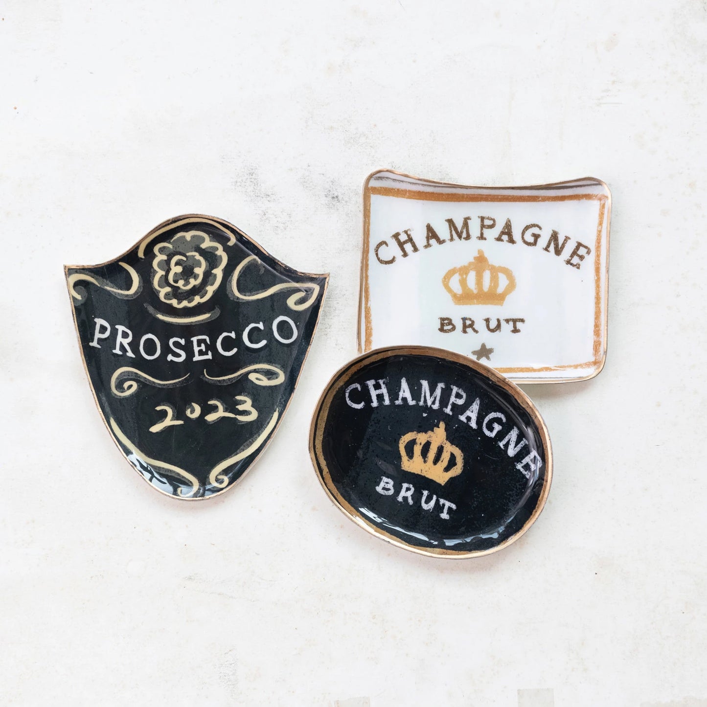 Champagne Enameled Metal Tray