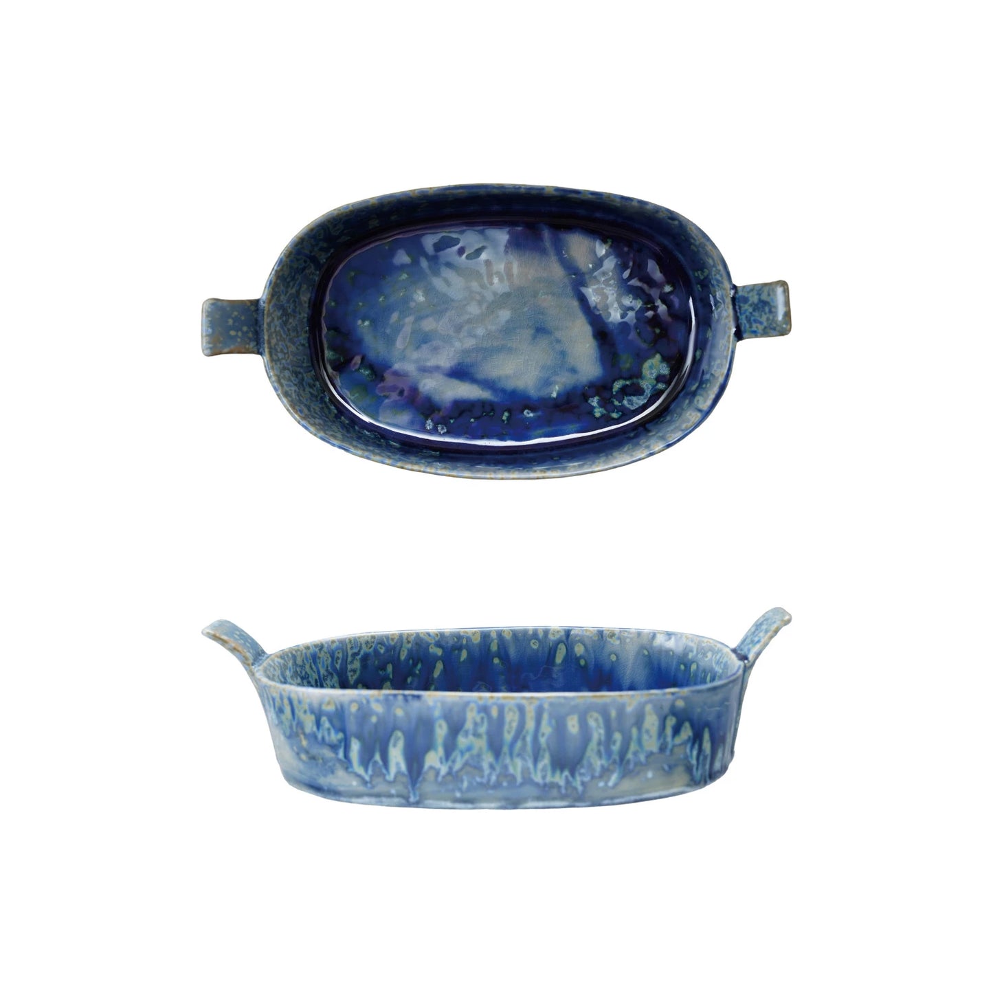 Blue Glazed Mini Stoneware Baker