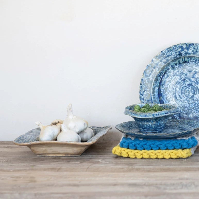 Blue Glazed Stoneware Platter