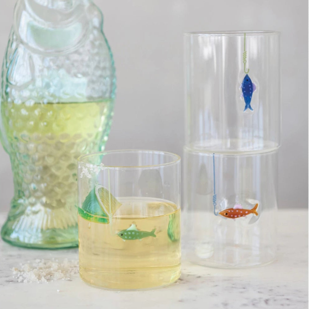 Fish On Hook Drinking Glass
