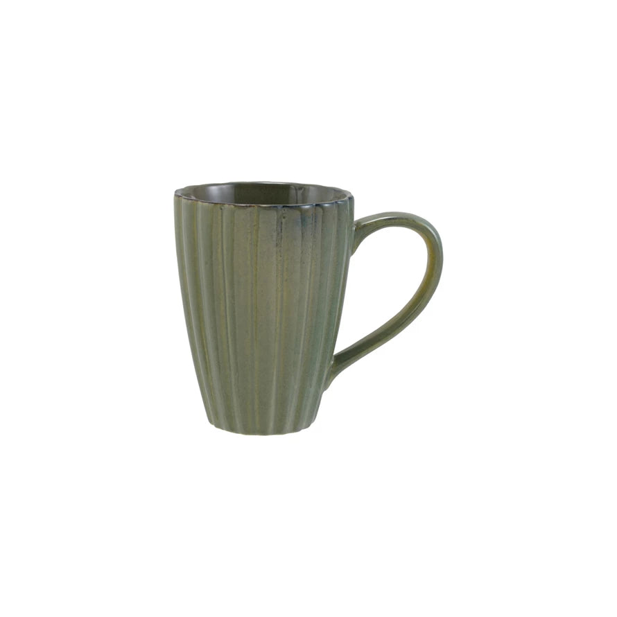 Glazed Ribbed Stoneware Mug