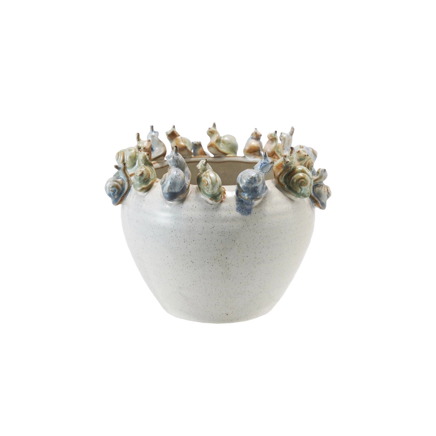 Stoneware Planter with Rim of Snails