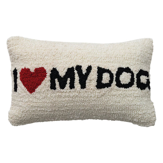 Cotton Lumbar Pillow "I ♥ My Dog"