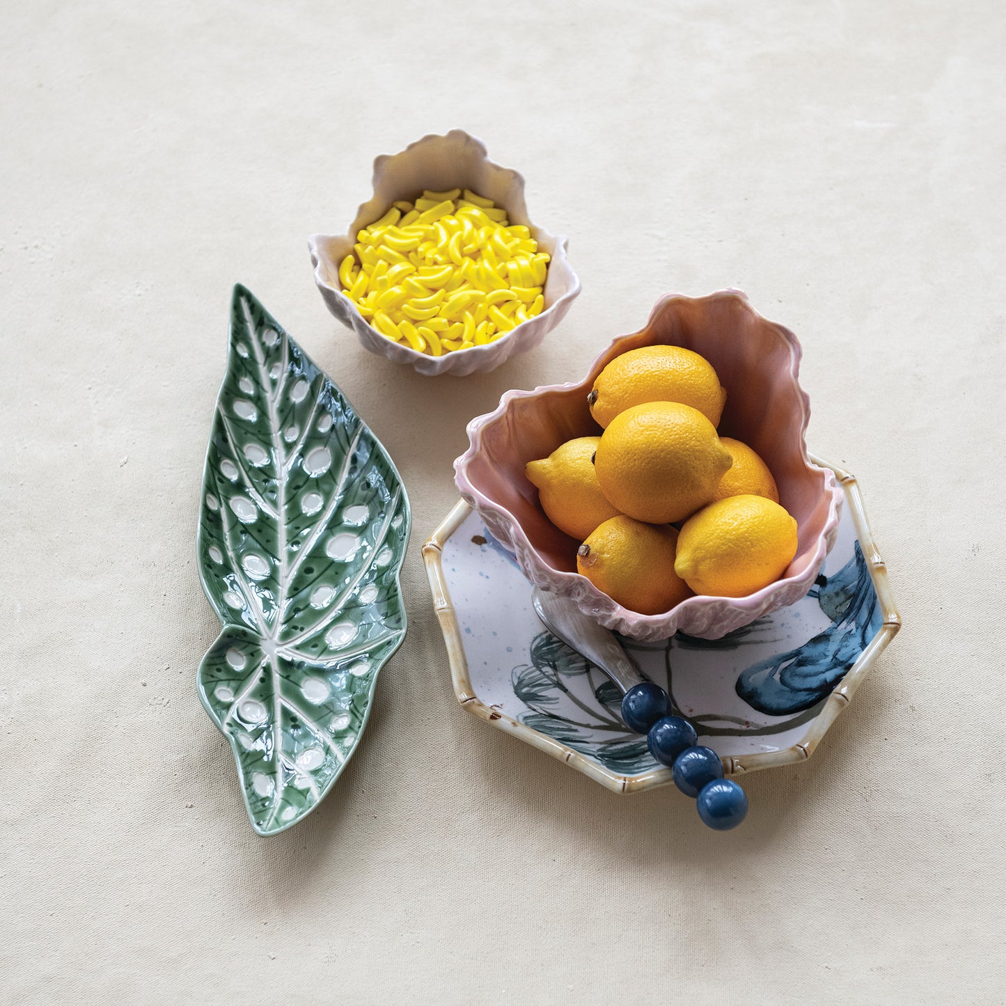 Pastel Stoneware Flower Shaped Bowls