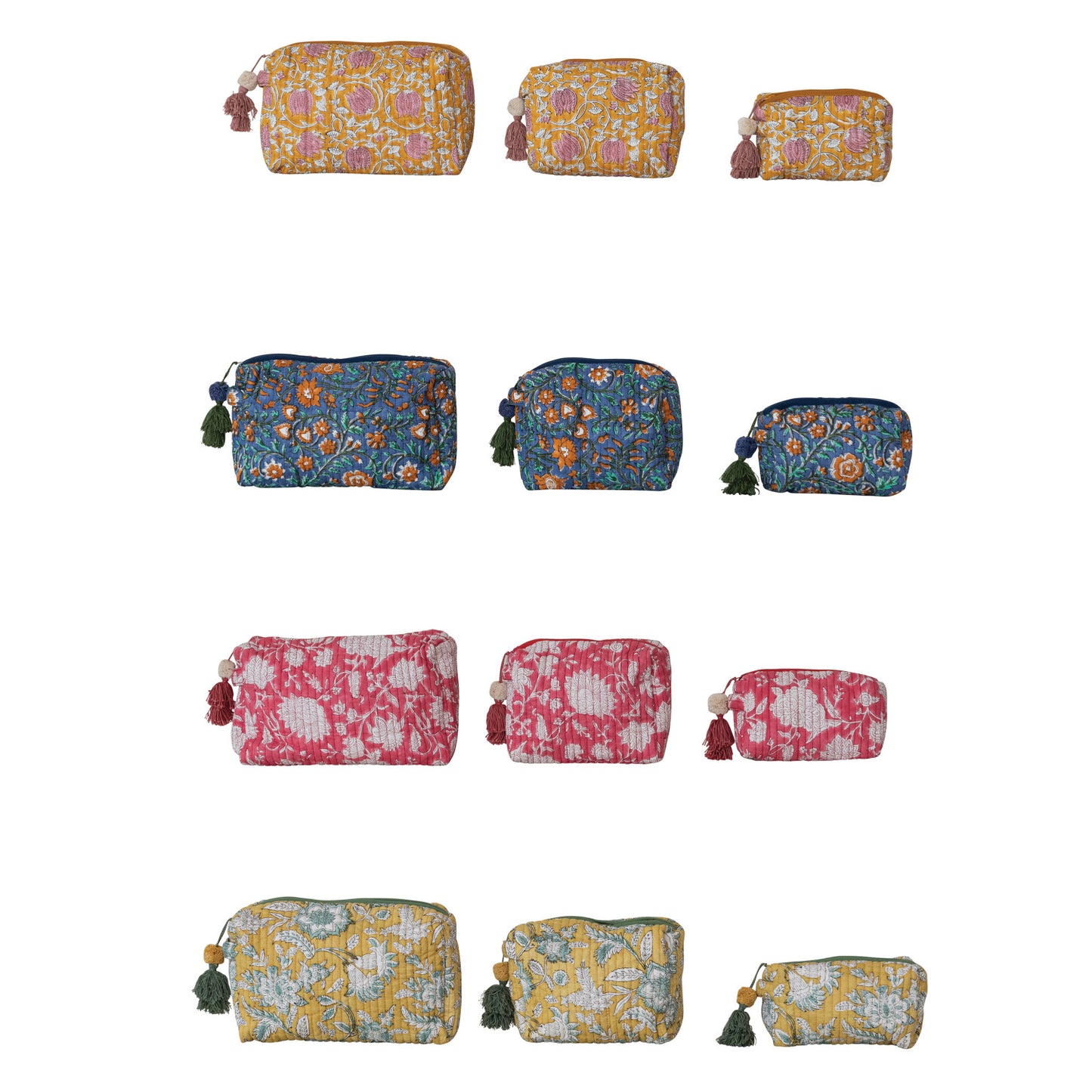 Quilted Cotton Voile Block Zip Pouches