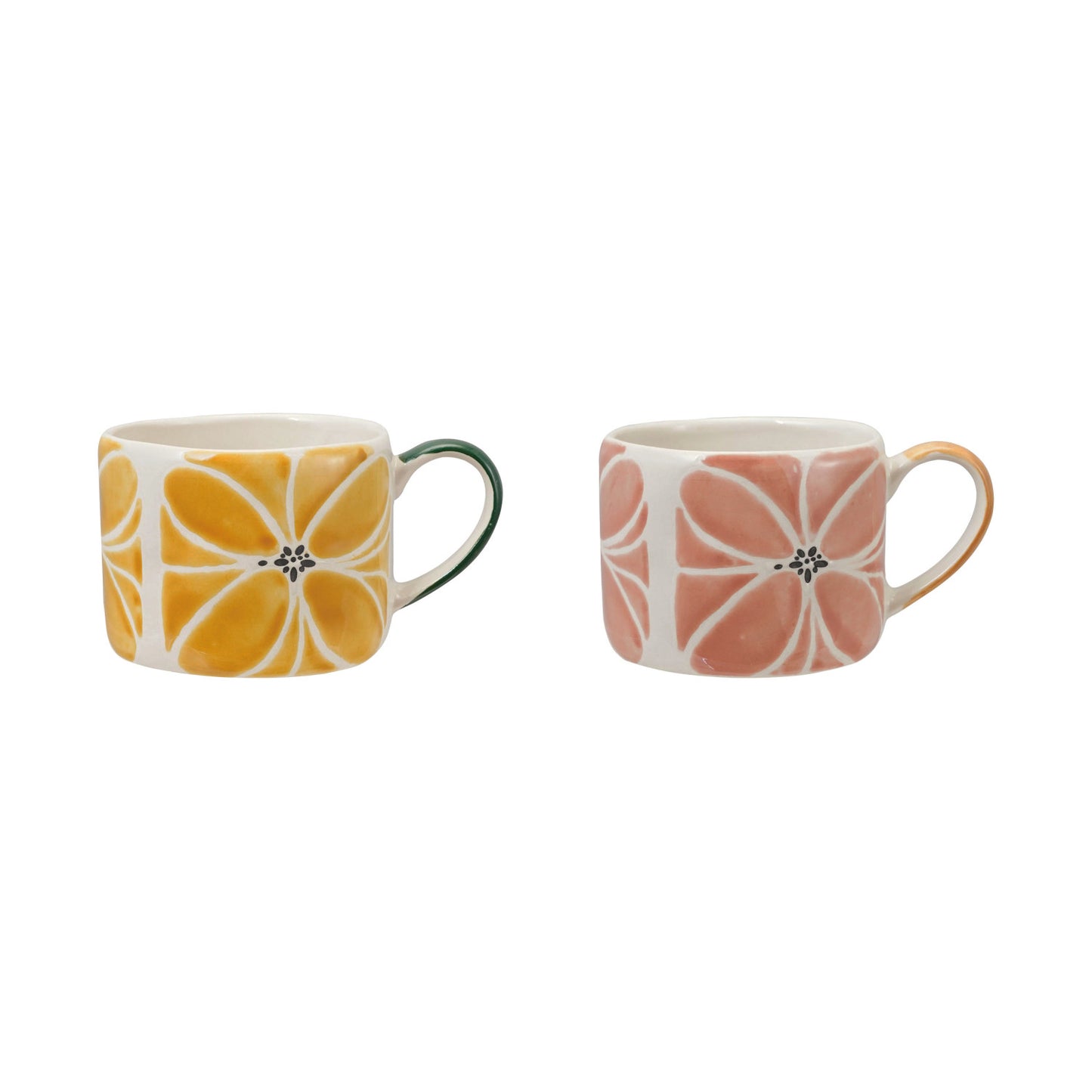 Wax Relief Yellow & Pink Floral Stoneware Mug