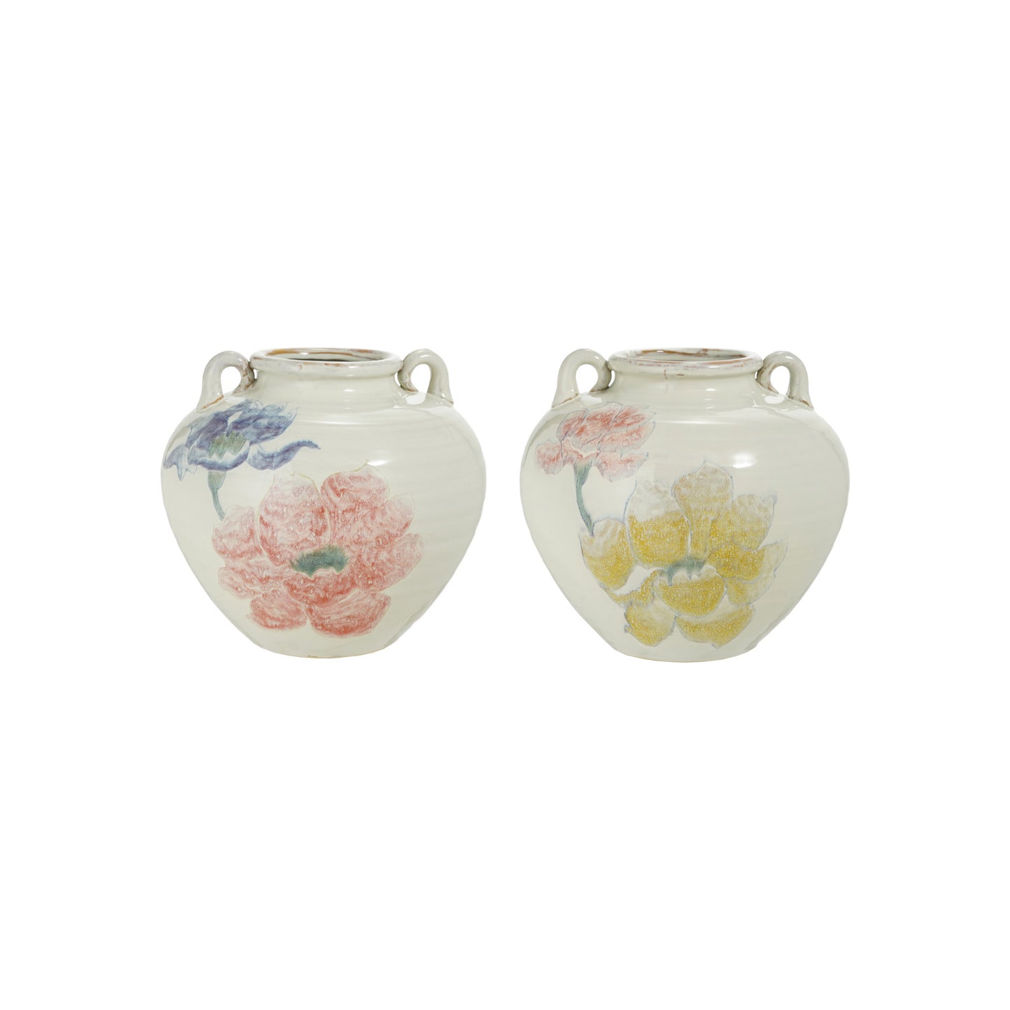 Serene Urn with Hand-Painted Flowers