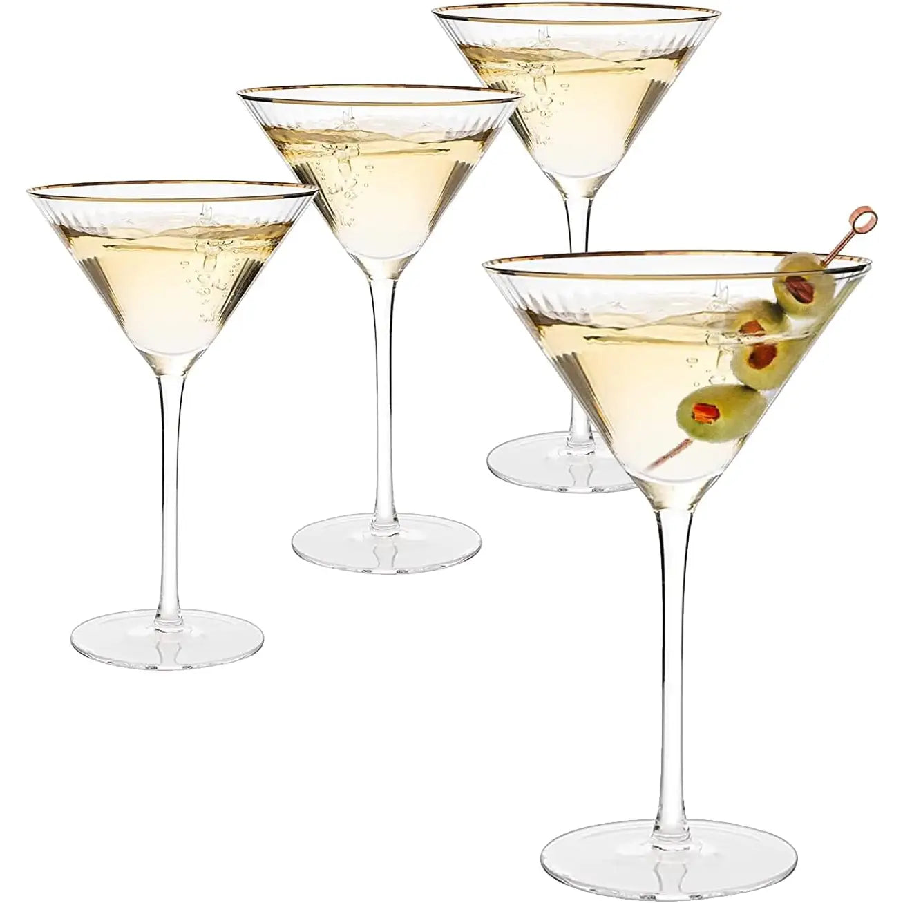 Gold Rim Classic Manhattan Martini Glasses | Set of 2