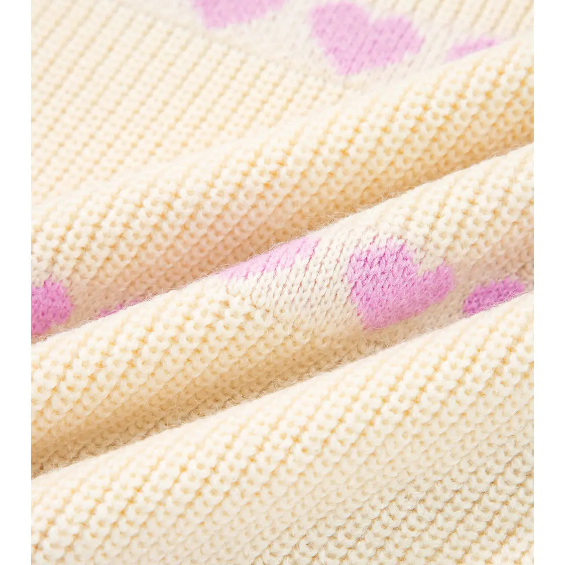 Heart Ribbed Knit Crewneck Sweater