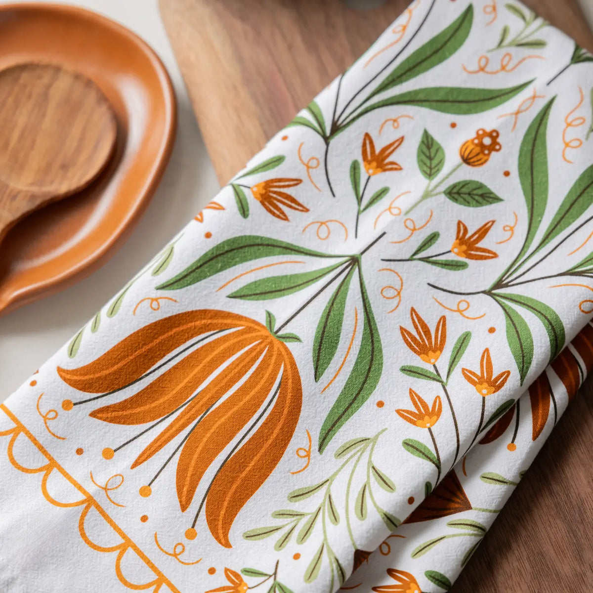 Folk Floral Tea Towel