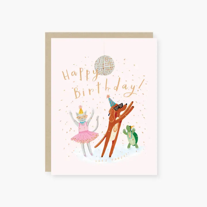 Disco Ball Party Animals Birthday Card
